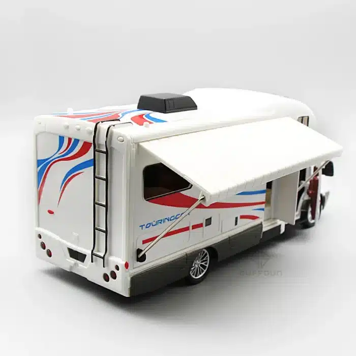 Modèle de voiture de tourisme en alliage moulé sous pression pour enfants, 3 portes ouvertes, son et lumière, véhicules de camping-car, collection de cadeaux, 1:32 5