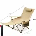 Chaise longue pliante d'extérieur, inclinable à angle réglable à 4 vitesses, chaise de pêche légère, chaise de camping portable avec support de pied 9