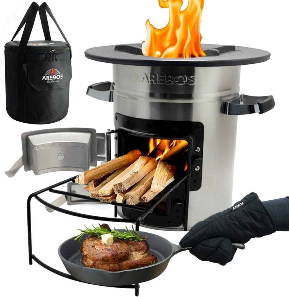 Test du réchaud de camping Arebos Rocket Stove pour barbecue en plein air