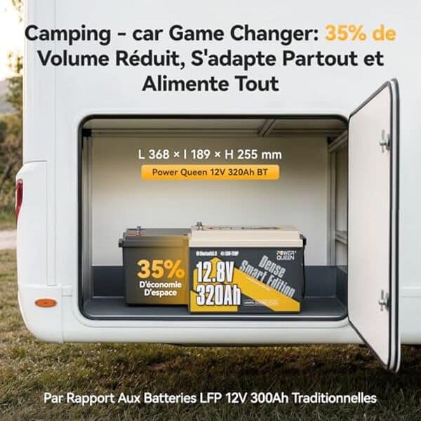 Découvrez notre test complet de la batterie Power Queen 12V 320Ah : autonomie, fiabilité et connectivité bluetooth pour votre camping-car