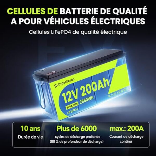 Découvrez notre test complet de la batterie LiFePO4 12V 200Ah : performances, durabilité et avantages pour votre installation solaire ou marine. 
